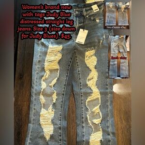 Women’s brand new with tags Judy Blue jeans. Size 3.